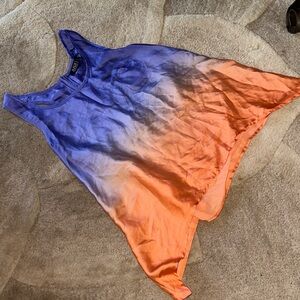 Vibrant Ombre Tank Top in Purple and Orange with zipper down back size PM